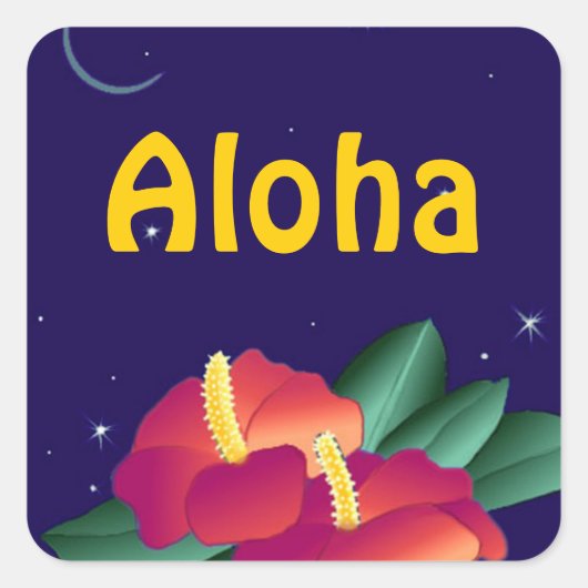 Sticker Hawaïaanse nachtsterren Hibiscus Aloha (Voorkant)