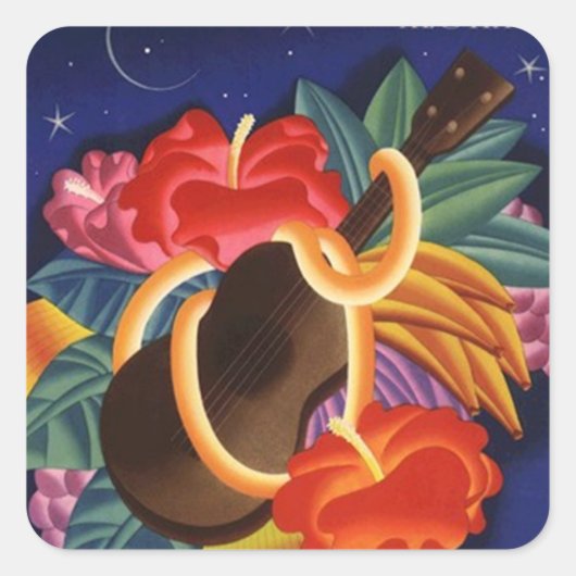 Sticker  Hawaiian Ukulele Tiki Night Travel (Voorkant)