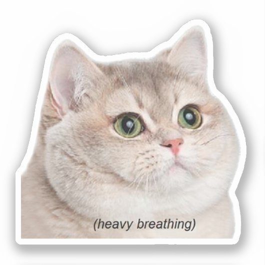 Sticker Heavy Breathing Cat Meme (Voorkant)