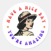 Sticker heb een leuke dag met meisje (Voorkant)