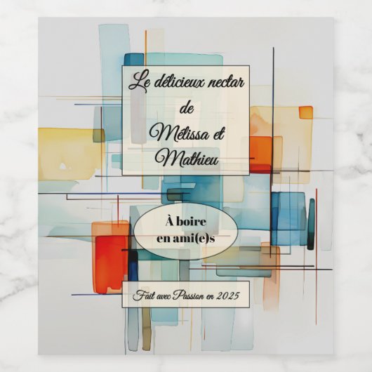 Sticker heeft een fles wijn (Enkel label)