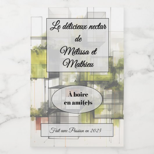 Sticker heeft een fles wijn (Enkel label)