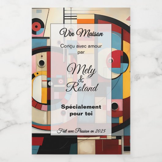 Sticker heeft een fles wijn (Enkel label)