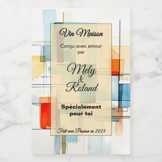 Sticker heeft een fles wijn (Enkel label)