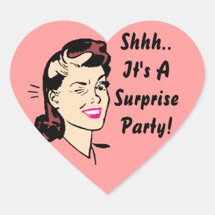 Sticker.. Het is een verrassingsfeestje! Knipdasse Hart Sticker