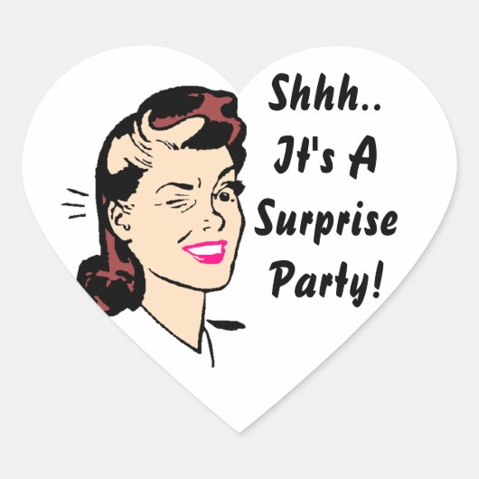 Sticker.. Het is een verrassingsfeestje! Knipdasse Hart Sticker (Voorkant)
