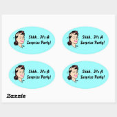 Sticker.. Het is een verrassingsfeestje! Knipdasse Ovale Sticker (Vel)
