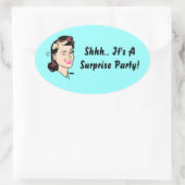Sticker.. Het is een verrassingsfeestje! Knipdasse Ovale Sticker (Tas)
