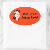 Sticker.. Het is een verrassingsfeestje! Knipdasse Ovale Sticker (Tas)