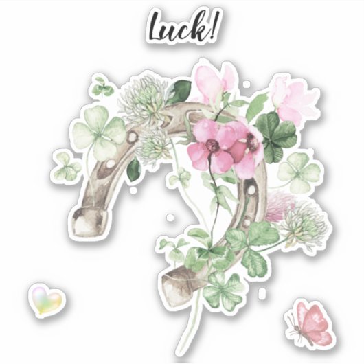 Sticker hoefijzer en bloemen (Voorkant)