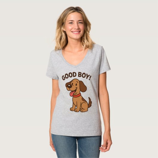 Sticker Hond 🐶 | Schattigee Cartoon Pup met leuke T-shirt (Voorkant volledig)
