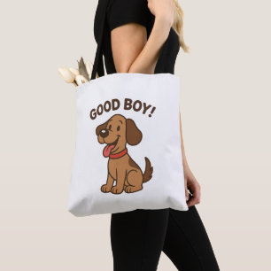 Sticker Hond 🐶 Schattigee Cartoon Pup met leuke Tote Bag