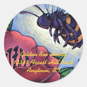 Sticker Honing Bijen Bezoekt Bloemen Imker Product