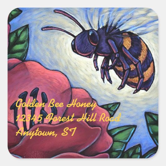 Sticker Honing Bijen Bezoekt Bloemen Imker Product (Voorkant)