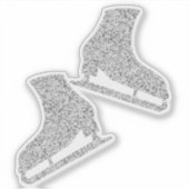 Sticker Ice schaatsen Paar Figuur Zilveren Glitter (Voorkant)