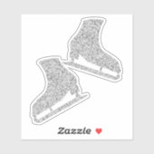 Sticker Ice schaatsen Paar Figuur Zilveren Glitter (Vel)