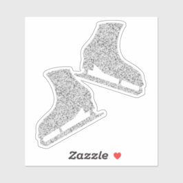 Sticker Ice schaatsen Paar Figuur Zilveren Glitter