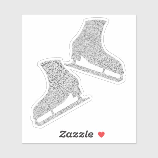 Sticker Ice schaatsen Paar Figuur Zilveren Glitter (Vel)