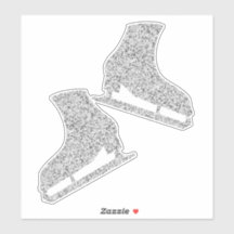Sticker Ice schaatsen Paar Figuur Zilveren Glitter
