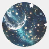 Sticker - Icy Blue Moon Phases Celestial Moon Desi (Voorkant)