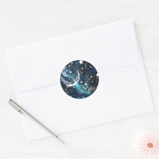 Sticker - Icy Blue Moon Phases Celestial Moon Desi (Envelop)