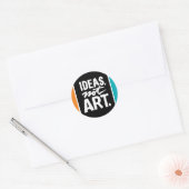 Sticker: Ideeën, niet Kunst. Ronde Sticker (Envelop)
