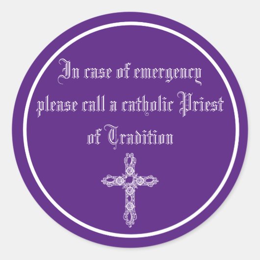 sticker in case of emergency call a cathol priest (Voorkant)