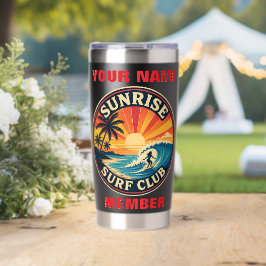 Sticker in stijl van het Sunrise Surf Club-badge Geïsoleerde Drinkbeker