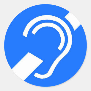 Sticker, internationaal symbool voor doven ronde sticker