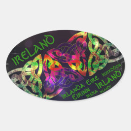 Sticker, Irland, keltischer Knoten, bunt Ovale Sticker
