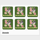 Sticker je bent mooie bloemen roze groen (Vel)