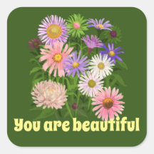 Sticker je bent mooie bloemen roze groen