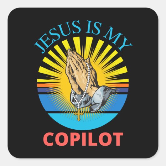 STICKER-JESUS IS MY COPILOT VIERKANTE STICKER (Voorkant)