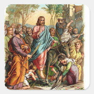  Sticker-Jezus Enters Jerusalem Vierkante Sticker