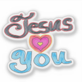 Sticker Jezus houdt van jou Christelijke quote