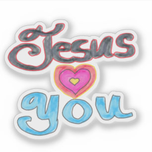Sticker Jezus houdt van jou Christelijke quote