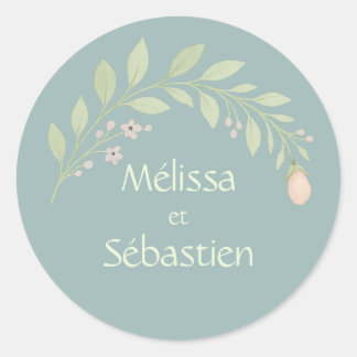 Sticker kaart-retour bruiloft, bloemencadeau