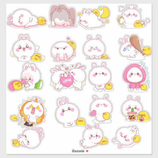 Sticker Kawaii Easter Bunnies (Vel)