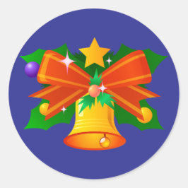 Sticker-kerstbel met Holly en Bow Ronde Sticker