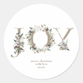 Sticker kerstfeest JOY Kraft Holiday Florals