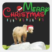 Sticker kerstgrizzly beer (Voorkant)