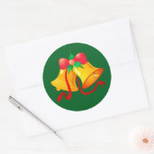 Sticker-kerstklokken met rode strik ronde sticker (Envelop)