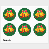 Sticker-kerstklokken met rode strik ronde sticker (Vel)