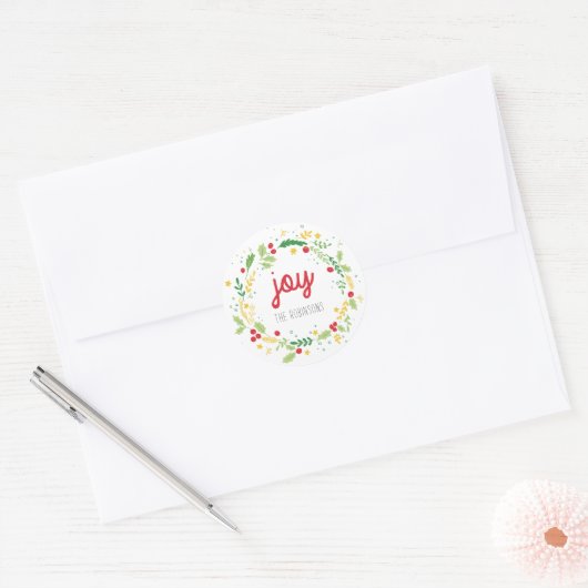 Sticker kerstmis met Joy Holiday (Envelop)