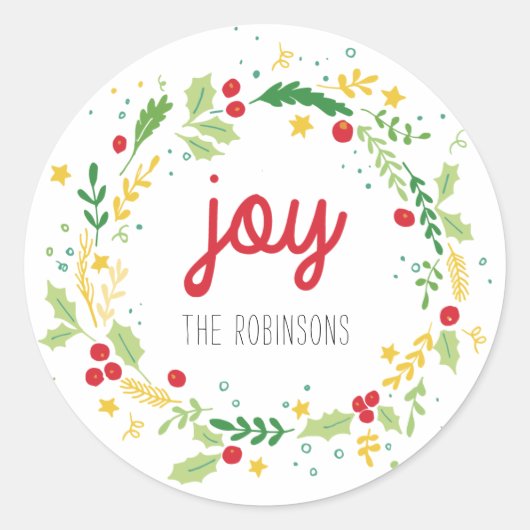 Sticker kerstmis met Joy Holiday (Voorkant)