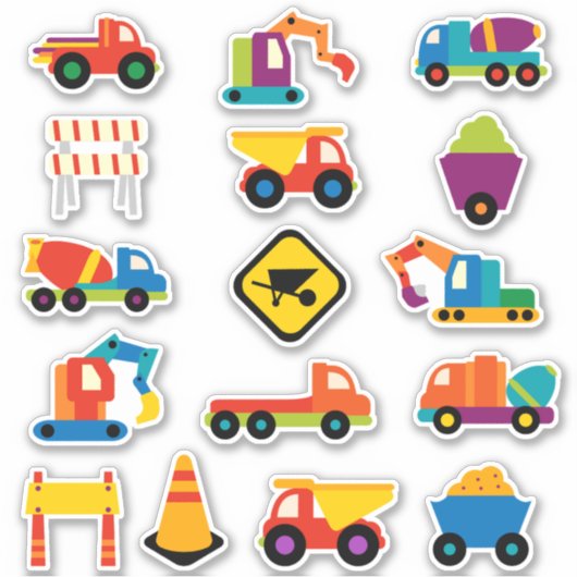 Sticker Kinder bouwvoertuigen (Voorkant)