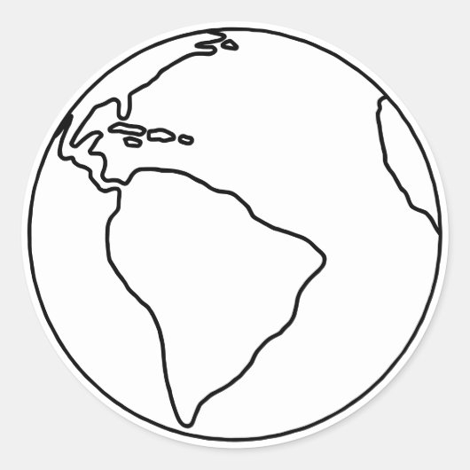 Sticker kleuren - Black Outline Earth Sketch (Voorkant)