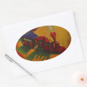 Sticker Kleurrijke  Miniatuur Trein speelgoed spee (Envelop)