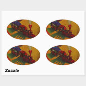 Sticker Kleurrijke  Miniatuur Trein speelgoed spee (Vel)