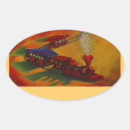 Sticker Kleurrijke Miniatuur Trein speelgoed spee